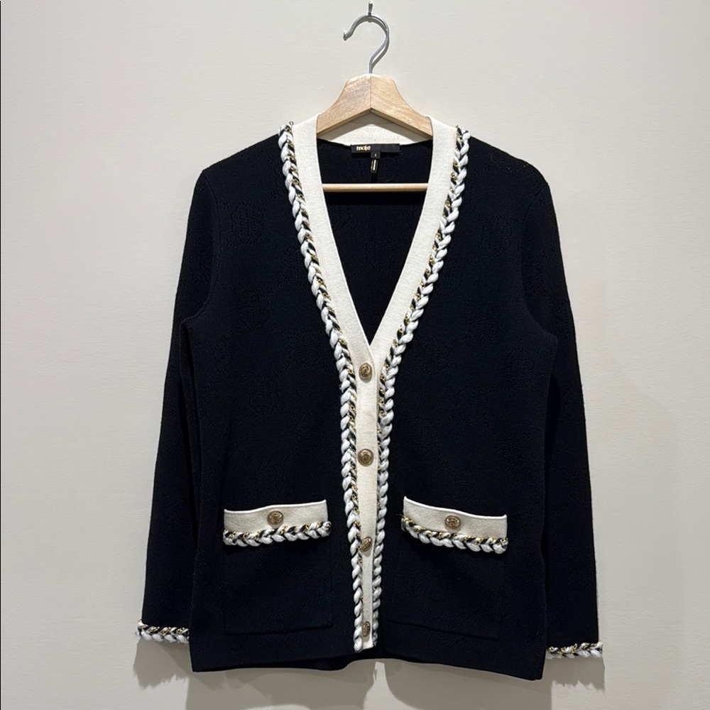 Maje Gold Trim Cardigan